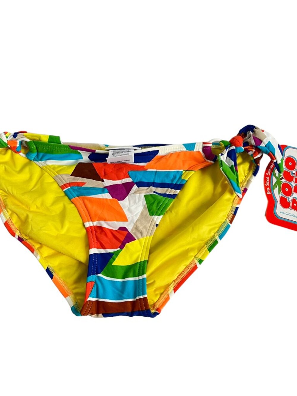 Coco Rave bikini bottoms bright multicolor geometric pattern large swimsuit